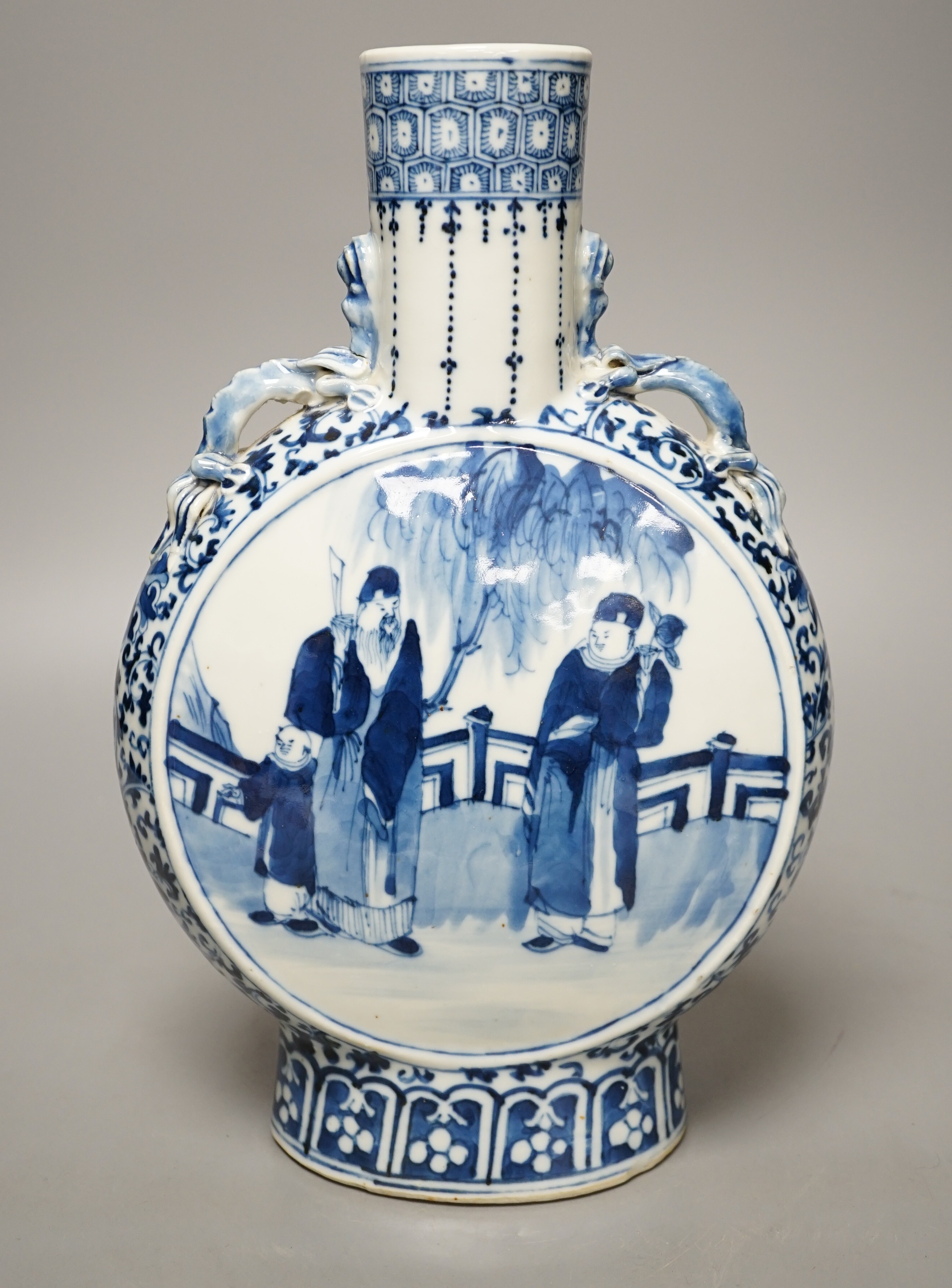 A 19th century Chinese blue and white moonflask 30.5cm